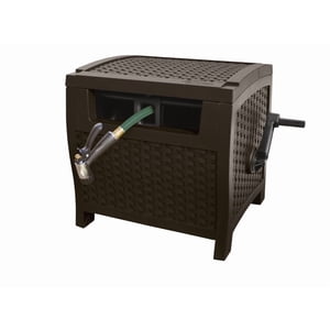 Suncast 175ft Slide Trak Hose Reel, Mocha Brown Wicker