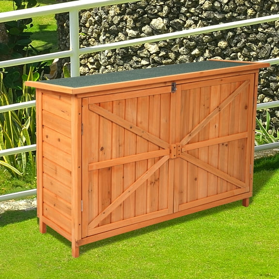 SalonMore Wooden Garden Cabinet with Double Doors for Tools Storage