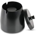 thumbnail image 1 of Cenicero de acero inoxidable para exteriores con tapa de olor peculiar, cenicero de oficina para bar, balcón, jardín interior y exterior, negro (tamaño grande) JM, 1 of 5