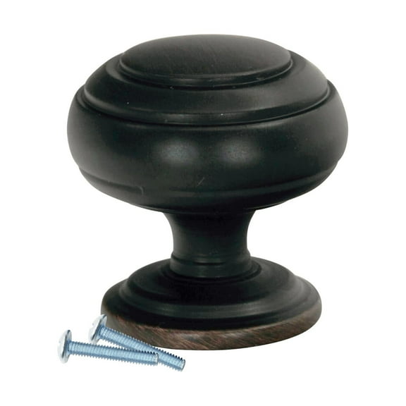Classic Round Ring Brushed Oil-Rubbed Bronze Cabinet Hardware Knob, 1-1/4 Inch Diameter