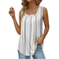thumbnail image 1 of Blusa estampada sin mangas Moda Poliéster Tops sin mangas de verano plisados suaves para mujer, 1 of 5