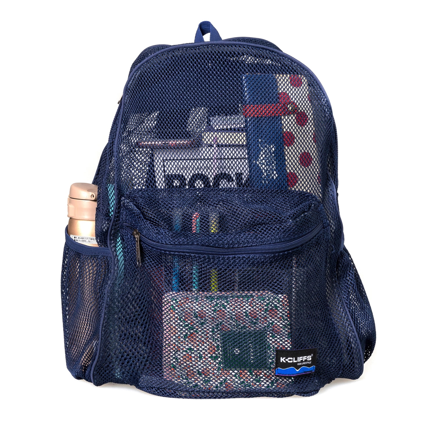 K-Cliffs Unisex Classic 17" See Through Student Mesh Backpack, Gym, Daypack