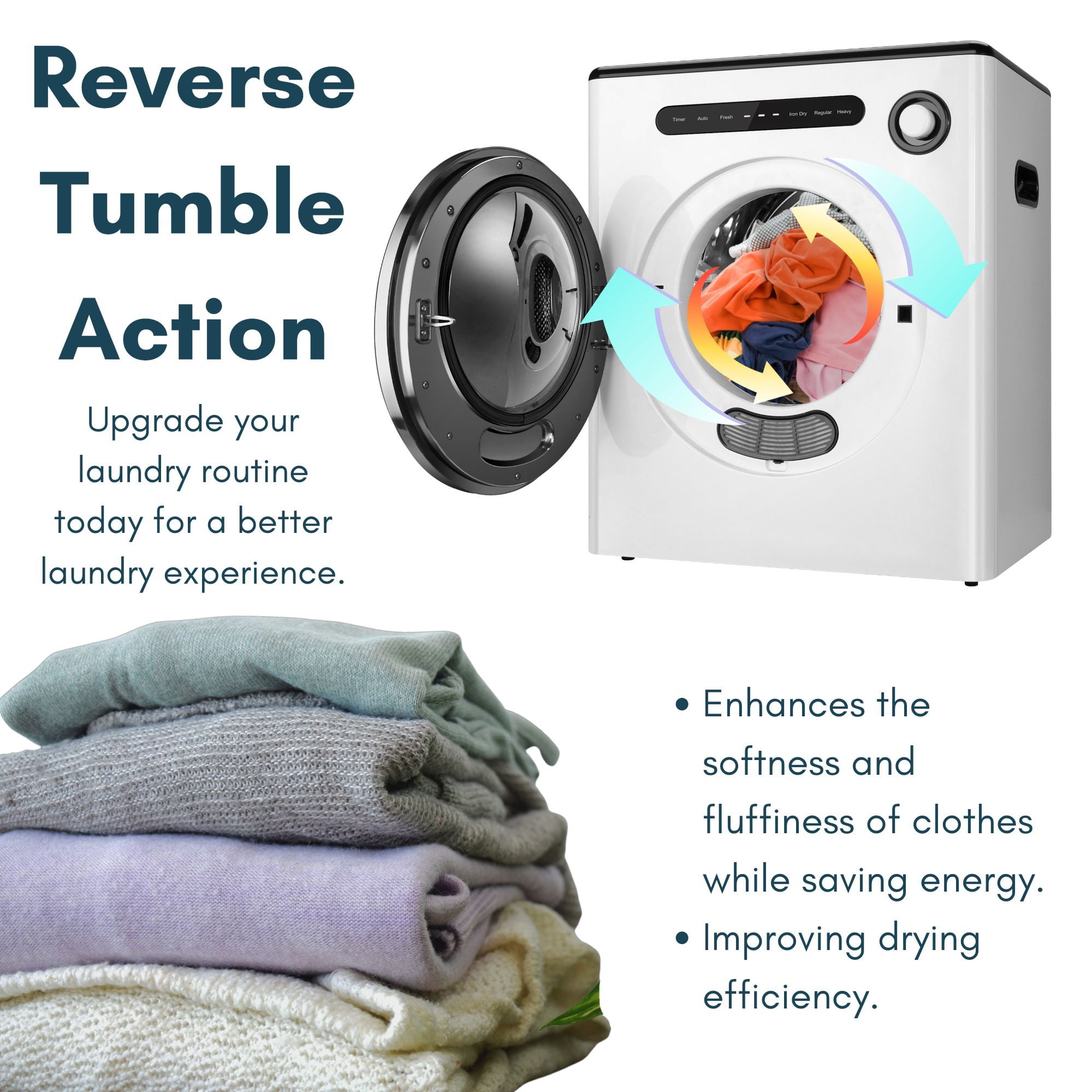Dessiz 120V Portable Clothes Dryers 1000W Compact Dryer 1.7cu.ft Front Load Stainless Steel 12lbs Electric Dryers Machine with Exhaust pipe for Apartment,RVs,Dorms,Auto Stop and Easy Control