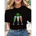thumbnail image 1 of St. Patrick's Day And Wine Fashion Tee Women Cotton Soft Stylish Casual Short Sleeve Crew Neck TopFaCamisetas de verano para mujer, manga corta, cuello redondo, casual, lindo, con gráficos, camisetas, 1 of 6