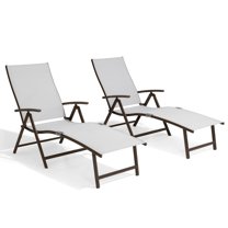 Pellebant  2PCS Adjustable Aluminum Patio Chaise Lounge Chair Light Grey