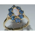 thumbnail image 3 of LBG British Made 10k Yellow Gold Ring with Natural Opal & Sapphire Womens Statement Ring - 33 size options - Size 4, 3 of 7