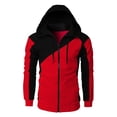 thumbnail image 1 of xiaxaixu Men's Hoodie Pullover Jacket, Contrast Color Long Sleeve Zipper Closure Sweatshirt Loose Drawstring Coat, 1 of 4