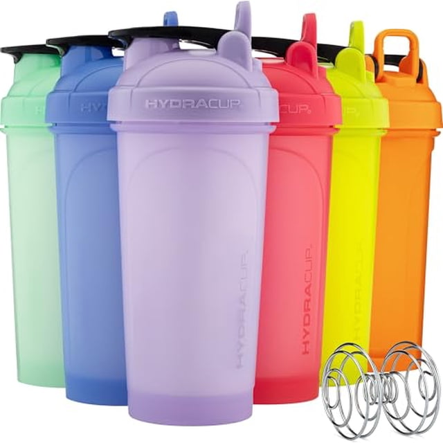 Botellas mezcladoras Hydra Cup ProFlow, paquete de 6 (28 oz) | Vasos mezcladores de proteínas con bola batidora, tapa a prueba de fugas, asa de transporte oculta | Mezclador de gimnasio sin BPA para p