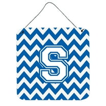 Carolines Treasures CJ1045-SDS66 Letter S Chevron Blue and White Wall or Door Hanging Prints 6HX6W multicolor