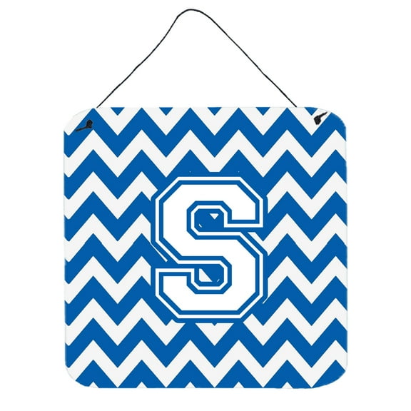 Carolines Treasures CJ1045-SDS66 Letter S Chevron Blue and White Wall or Door Hanging Prints 6HX6W multicolor