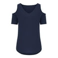 thumbnail image 5 of Giftesty Womens Blouses and Tops Clearance Women's Fashion Casual Solid V-Neck Short Sleeve Loose T-Shirt Pullover Tops, 5 of 7