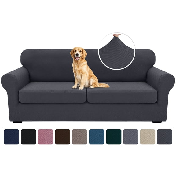XYMHUN 3-Piece Sofa Cover Stretch Couch Cover Washable Sofa Slipcover Furniture Protector with 2 Cushion Covers,Loveseat Dark Gray