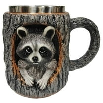 Hometravel Handmade Tree Hole Mug, Raccoon and Owl Design Ceramic Coffee Cup, Unique Animal Theme Drinking Mug for Home, Office, Kitchen Use