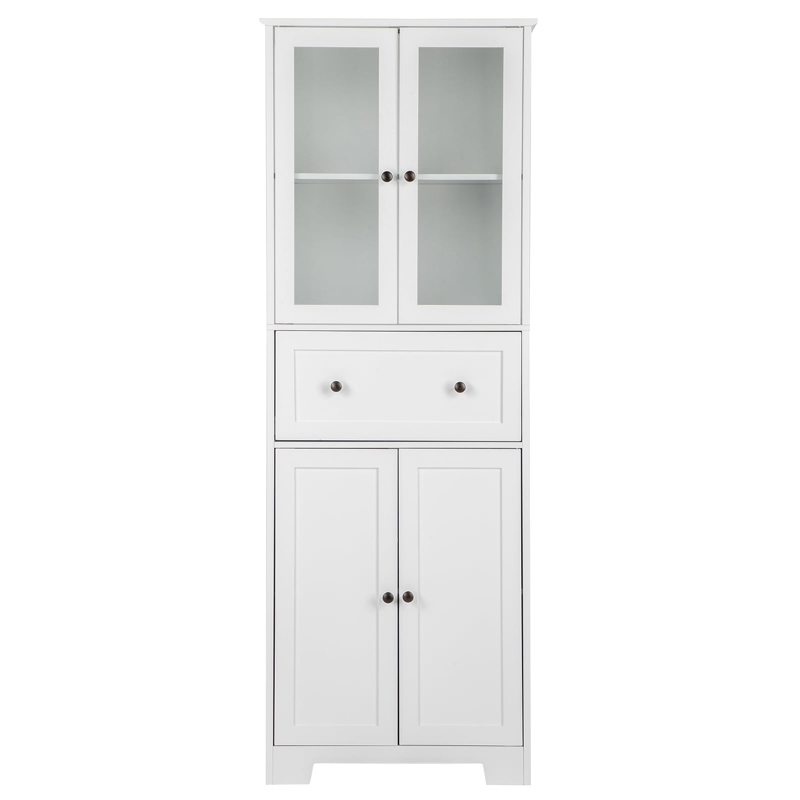 Ktaxon Bathroom Cabinet with 4 Doors 1 Drawer, Large Storage Organizer w/ 2 Adjustable Shelves for Office Living Room, White