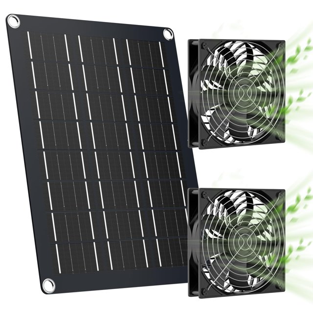 Kit de ventilador solar MARBERO, ventiladores duales impermeables de 4,7 pulgadas y 15 W