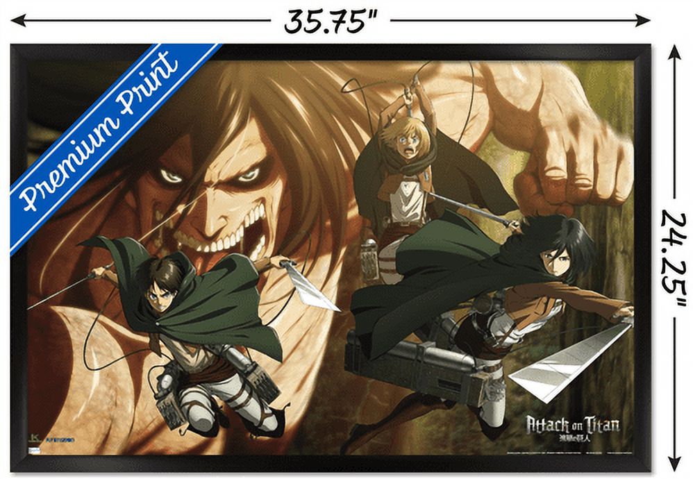 Attack on Titan: Season 2 - Attack Titan Wall Poster, 22.375" x 34", Framed