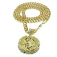 thumbnail image 5 of 14k Gold Plated Big Hip Hop Jesus Face Medal Pendant Cubic Zirconia & 10mm 30" Cuban Link Chain, 5 of 7