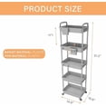 thumbnail image 3 of 5 Tier Rolling Utility Cart with Handle, Utility Cart Made of Multifunctional Storage Organizer Tool for Kitchen,Bathroom,Living Room,Office(Gray), 3 of 6