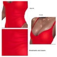 thumbnail image 5 of Traje de baño de una pieza con cuello en V para mujer, traje de baño elegante y sencillo de Color puro transpirable para fiesta en la playa, rojo L, 5 of 5