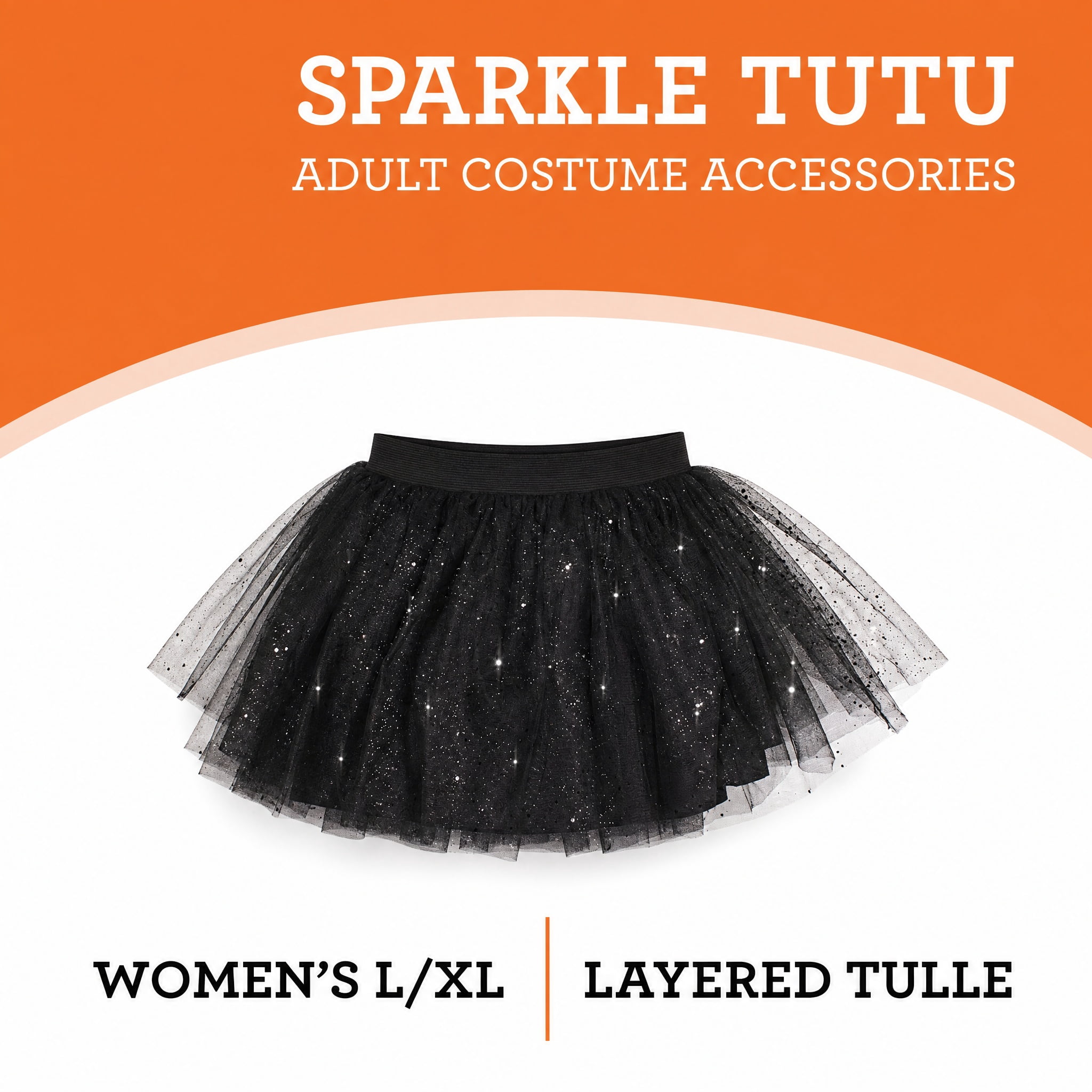 Sparkle Tutu Costume Accessory for Adults, Black, L/XL, Halloween by Way To Celebrate