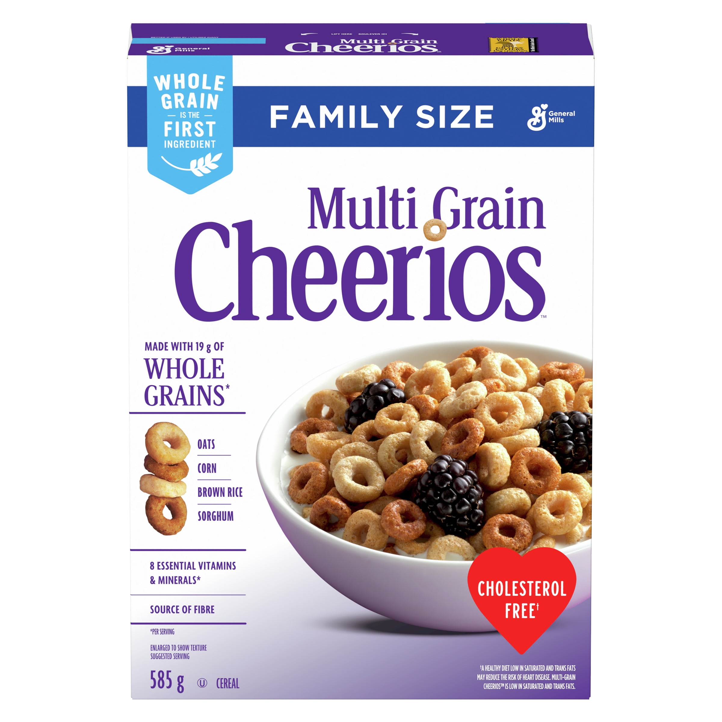 Cheerios Multi-Grain, Céréales à Base de Grains Entiers, Format Familial, 585 g 585g