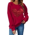 thumbnail image 2 of Valentine's Sweatshirt for Women Cute Love Heart Shirt Print Long Sleeve Casual Crew Neck Workout Fall Clothes Trendy, 2 of 4