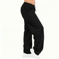 thumbnail image 6 of FRSASU Women's Pants Summer Drawstring Elastic Waist Wide Leg Lounge Palazzo Pants Casual Loose Trousers with Pockets Black, 6 of 9
