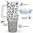 thumbnail image 3 of Silver Gradient Leopard Print 40 Oz Tumbler with Handle Lid and Straw, Stainless Steel Double Walled Vacuum Insulated Cup, Cute Birthday Gifts Tumbler for Women Men Friends, 3 of 7