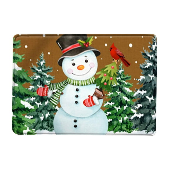 100Fens Christmas Decor Buffalo Plaid Door Mat, Christmas Snowman Floor Mats for Bedroom Decor, Holiday Xmas Tree Rugs for Living Room, Absorbent Non-Slip Bathroom Rugs Home Decor Kitchen Mat Area Rug