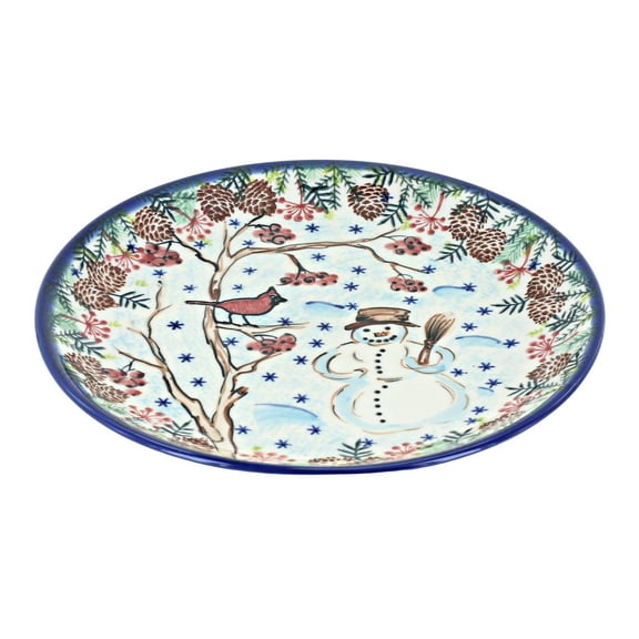 Blue Rose Polish Pottery Little Snowman Dessert Plate