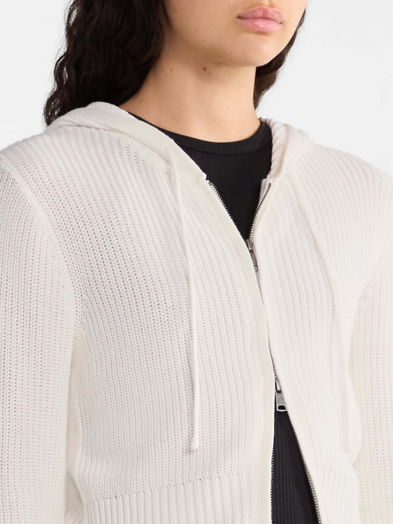 No Boundaries Two Way Zip Up Hoodie Sweater, Lightweight, Women's