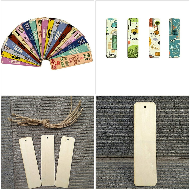 PWFE 36 Pieces Wood Blank Bookmarks DIY Wooden Craft Bookmark