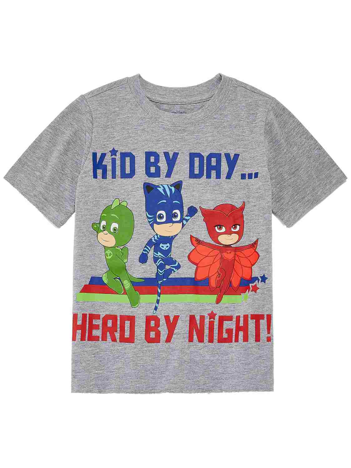 PJ Masks Toddler Boys Gray PJ Masks TShirt Kid By Day Hero By Night