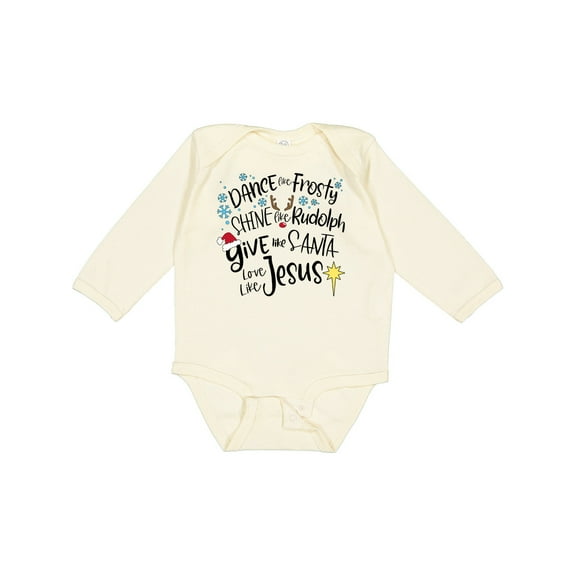 Inktastic Dance Like Frosty, Shine Like Rudolph, Give Like Santa Boys or Girls Long Sleeve Baby Bodysuit