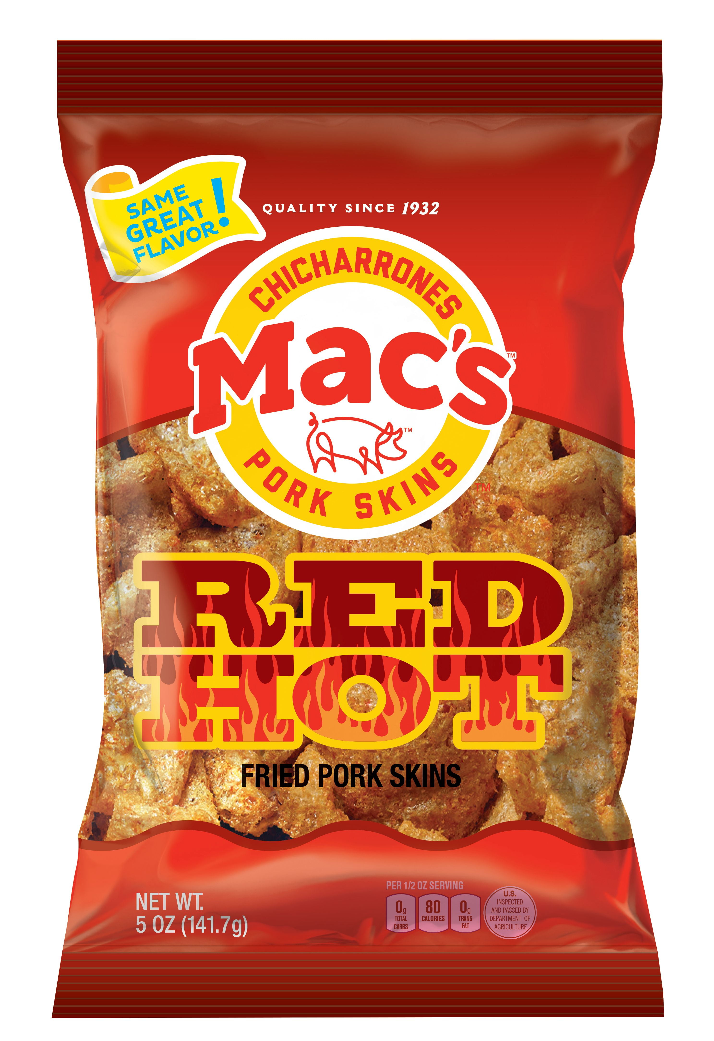 Mac's Red Hot Crispy Fried Pork Skins, 5 oz Bag - Walmart.com.