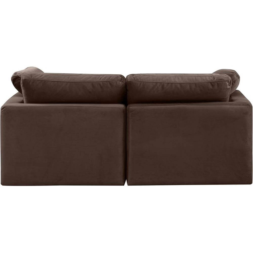 Meridian Furniture Indulge 70" Velvet Modular Sofa w/ Latch Underneath in Brown