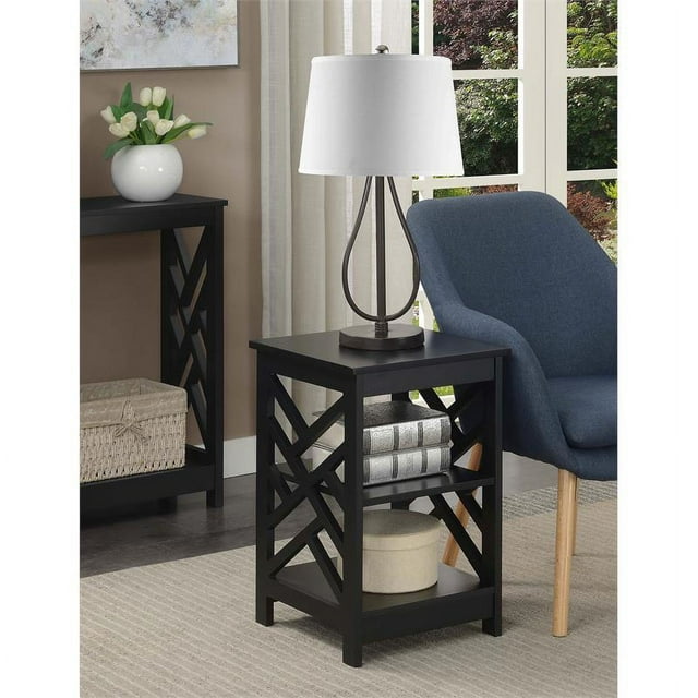 Convenience Concepts Table d'Appoint Titan avec Étagères en Finition Bois Noir