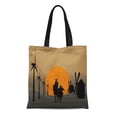 thumbnail image 1 of KDAGR Canvas Tote Bag Silhouette of Don Quixote De La Mancha Cervantes Spanish Reusable Shoulder Grocery Shopping Bags Handbag, 1 of 1