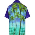 thumbnail image 2 of LA LEELA Men's Hawaiian Shirts Aloha Casual Beach Shirts Short Sleeve Button Down Collared Shirt Men M Tall Branch, Blue, 2 of 7