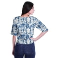 thumbnail image 3 of Moomaya Womens Printed Cotton V-neck Crop Top Elbow Sleeve Summer Clothing Boho Blouse, 3 of 7