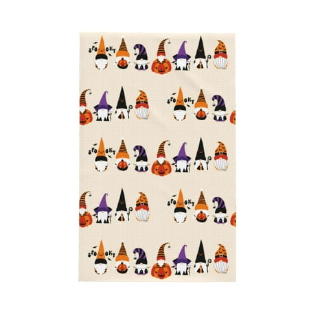 

Absorbent Kitchen Towels Halloween Gnomes1 Quick Drying Dish Towels for Kitchen Drying Soft Hand Towels with Lanyard for Kitchen Decor