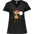 thumbnail image 3 of Inktastic Cute Volleyball Girl Monkey Women's Plus Size V-Neck T-Shirt, 3 of 5