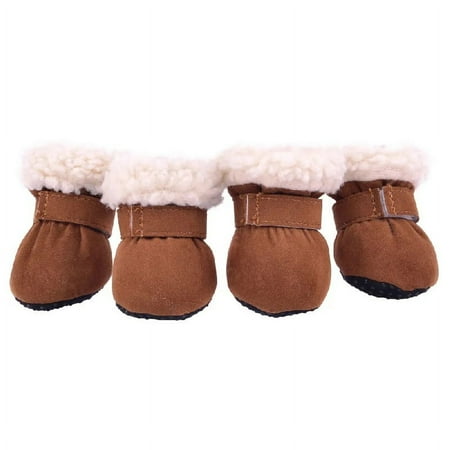 ZGAD 4pcs Cozy Fleece-Lined Winter Dog Boots - Non-Slip  Windproof Pet Snow Shoes for Small Breeds like Yorkies & Chihuahuas - Easy Hook-and-loop Fastener Strap  Machine Washable