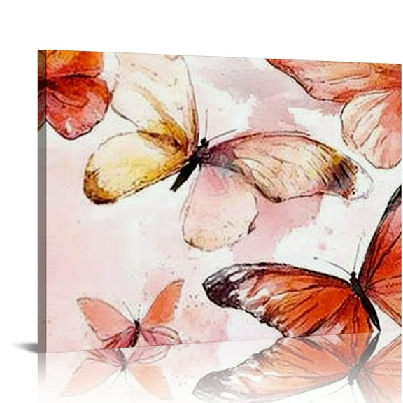 FCXZI Butterfly Canvas Wall Art Decor Modern Watercolor Butterflies Painting Picture Print Modern Bedroom Bathroom Decorations 16x12in