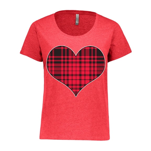 Inktastic Red Plaid Heart Women's Plus Size T-Shirt