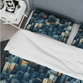 thumbnail image 4 of Designart "Metropolitan Canvas In Beige And Blue" Geometric Bedding Covert Set - Modern & Contemporary Bed Set With 2 Shams, 4 of 5