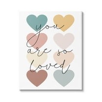 Stupell Industries You Are Loved Hearts Abstract Painting Gallery Wrapped Canvas Art Print Wall Art, 24 x 30
