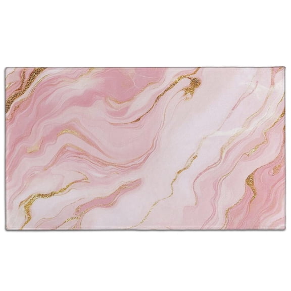 Pink Gold Marble Pattern Door Rugs,Washable Non Slip Door Mats Indoor,Decorative Door Mats,Entry Mat Indoor for Entrance,Bedroom,Kitchen,Bathroom,17"x30"