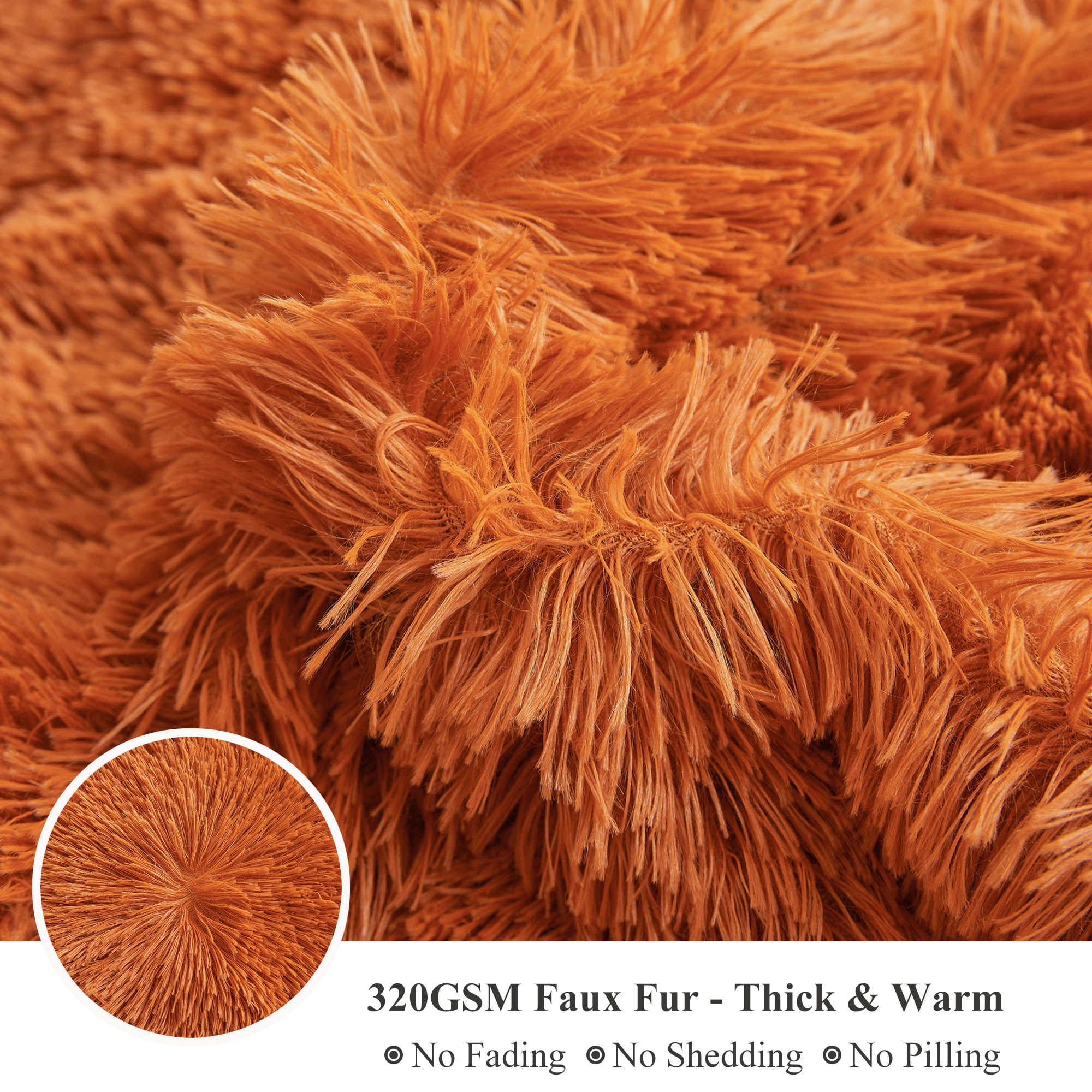 XeGe 2 Piece Fluffy Faux Fur Duvet Cover Set Twin, Luxury Ultra Soft Velvet Shaggy Plush Bedding Set, Fuzzy Comforter Cover with 1 Furry Pillowcase, Zipper Closure, Twin Size, Burnt Orange