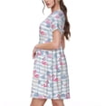 thumbnail image 2 of Fotbe Flamingo and Pineapple Vestido Largo de Moda para Mujer, Vestido Tipo Camiseta con Manga Corta y Estilo Casual a Rayas y Bloques de Color, 2 of 6